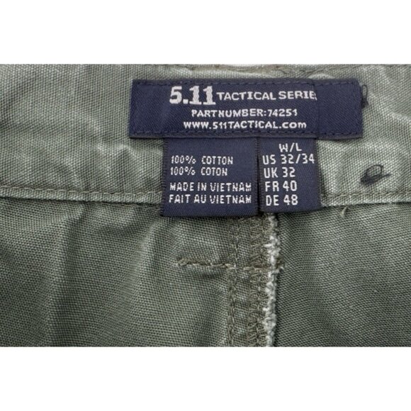 Vintage 5.11 Tactical Cargo Mens Pants 32 Green Uniform 74251 Pleated Straight - Picture 4 of 12